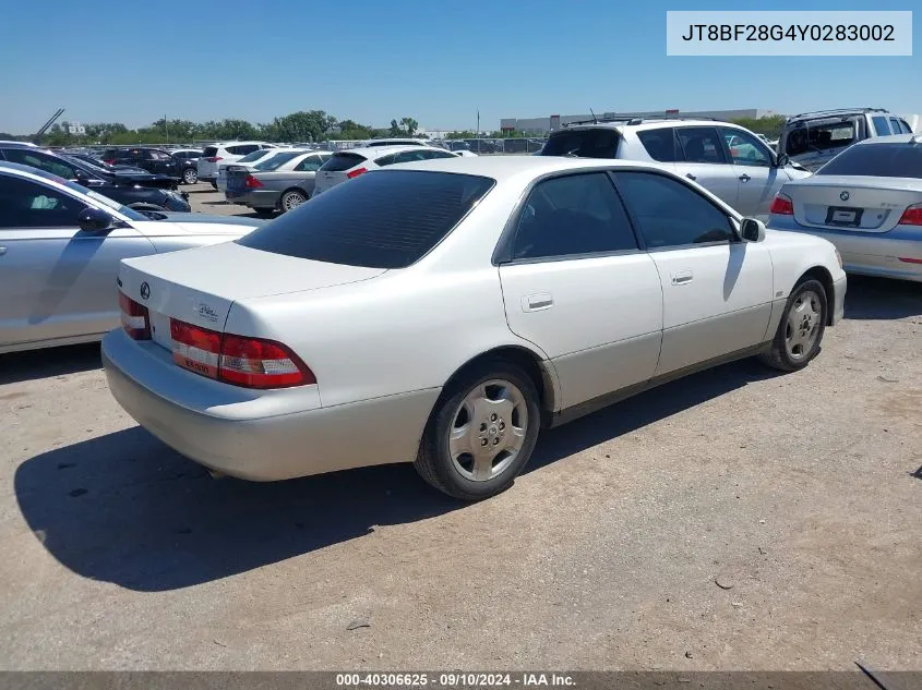 2000 Lexus Es 300 VIN: JT8BF28G4Y0283002 Lot: 40306625