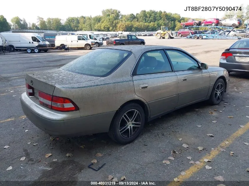 2000 Lexus Es 300 VIN: JT8BF28G7Y5090474 Lot: 40331219