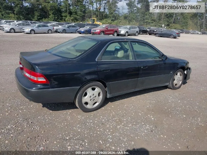 2000 Lexus Es 300 VIN: JT8BF28G6Y0278657 Lot: 40351389