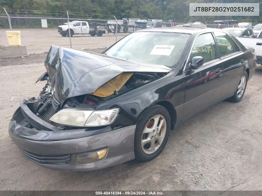 2000 Lexus Es 300 VIN: JT8BF28G2Y0251682 Lot: 40418394