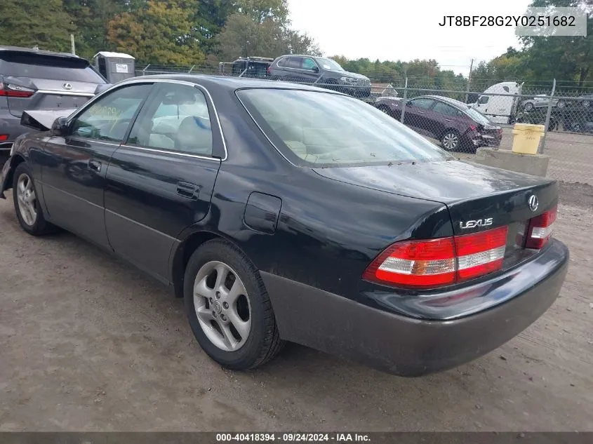 2000 Lexus Es 300 VIN: JT8BF28G2Y0251682 Lot: 40418394