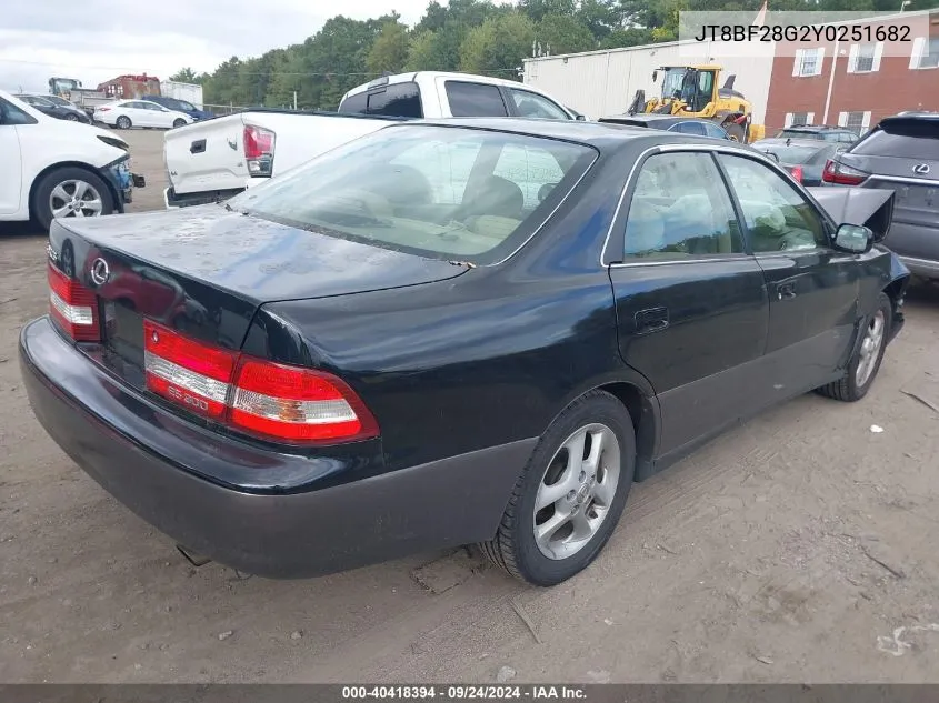 2000 Lexus Es 300 VIN: JT8BF28G2Y0251682 Lot: 40418394