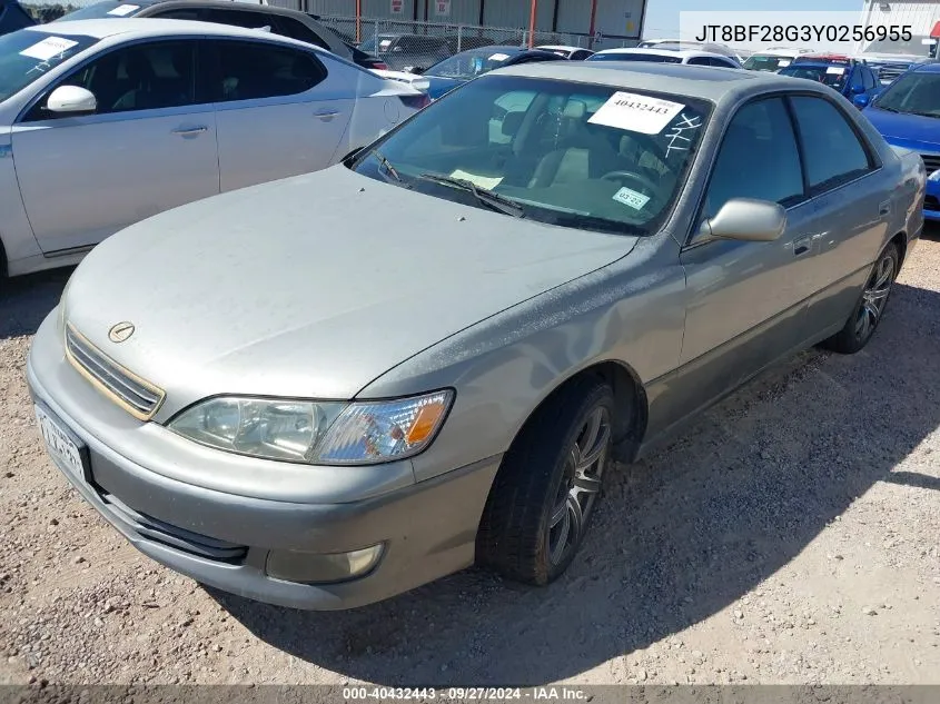 2000 Lexus Es 300 VIN: JT8BF28G3Y0256955 Lot: 40432443