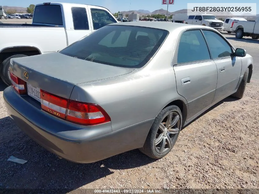 2000 Lexus Es 300 VIN: JT8BF28G3Y0256955 Lot: 40432443