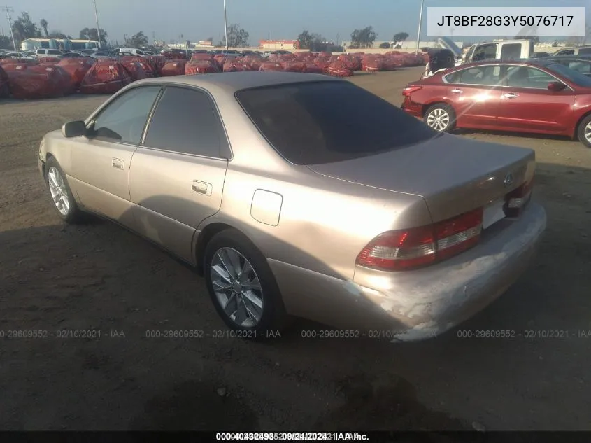 2000 Lexus Es 300 VIN: JT8BF28G3Y5076717 Lot: 40432493