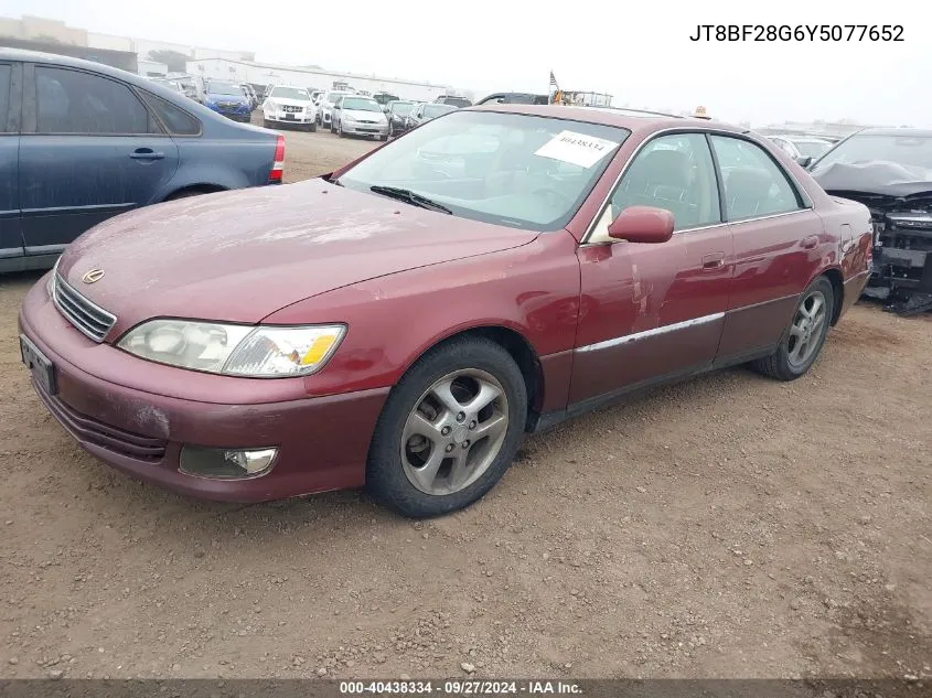 2000 Lexus Es 300 VIN: JT8BF28G6Y5077652 Lot: 40438334