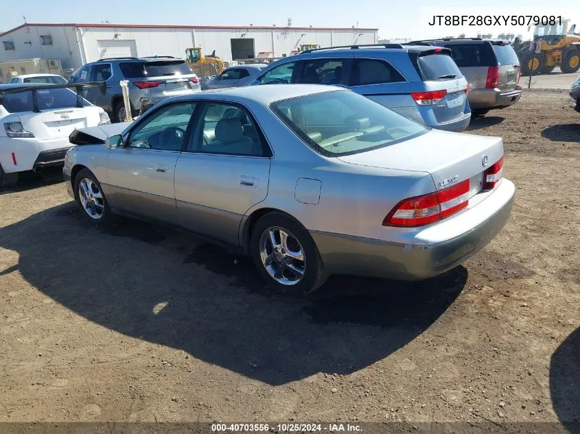 2000 Lexus Es 300 VIN: JT8BF28GXY5079081 Lot: 40703556