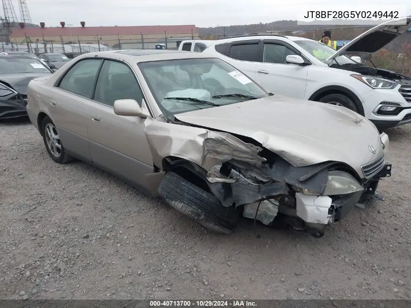 2000 Lexus Es 300 VIN: JT8BF28G5Y0249442 Lot: 40713700