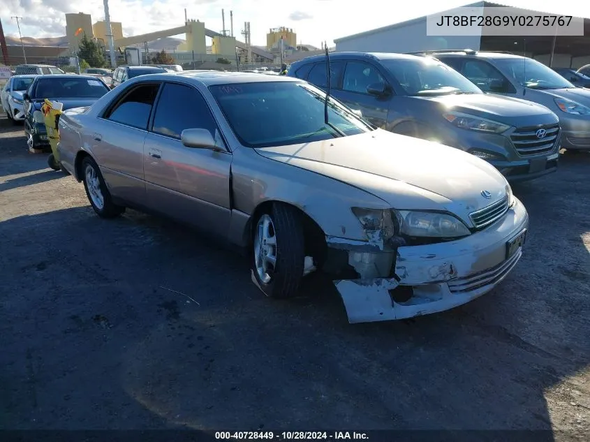 2000 Lexus Es 300 VIN: JT8BF28G9Y0275767 Lot: 40728449