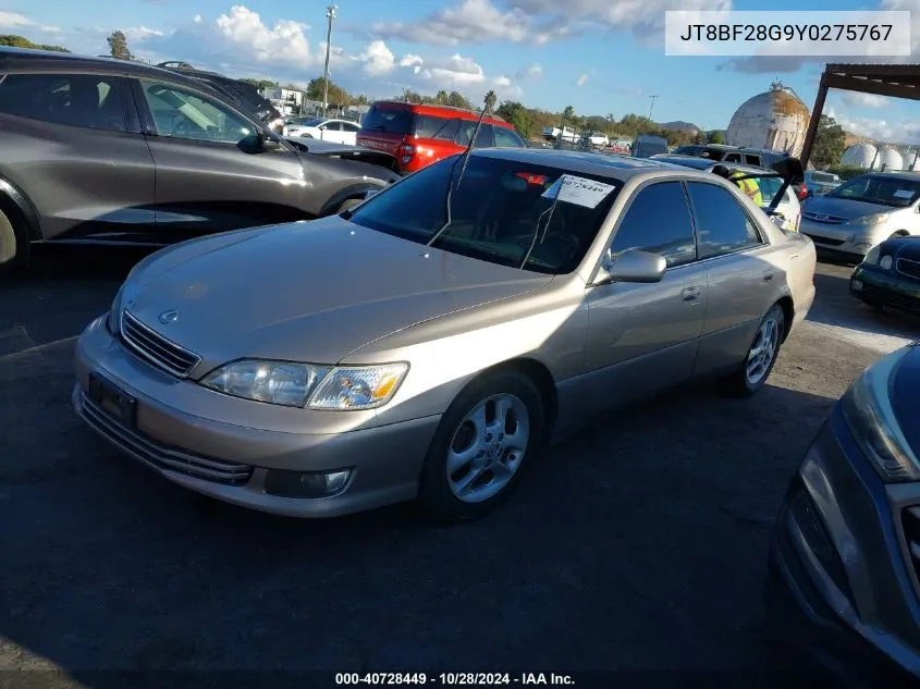 2000 Lexus Es 300 VIN: JT8BF28G9Y0275767 Lot: 40728449