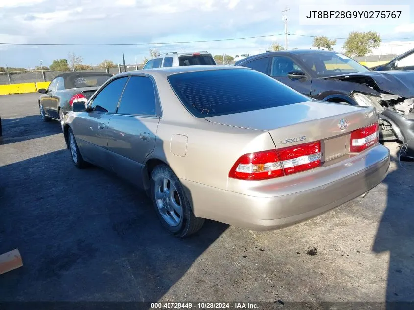 2000 Lexus Es 300 VIN: JT8BF28G9Y0275767 Lot: 40728449