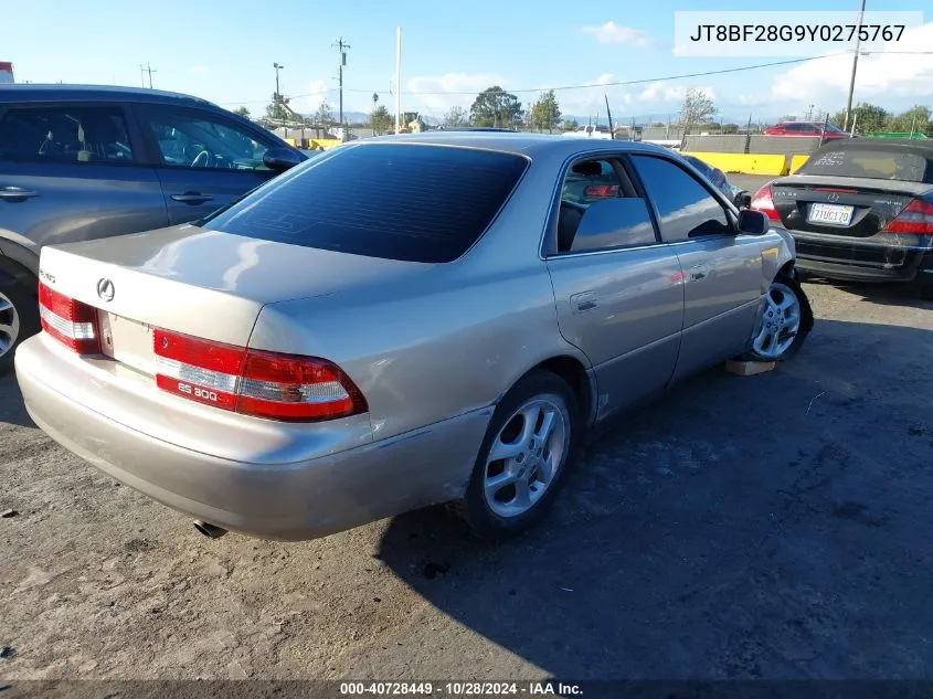 2000 Lexus Es 300 VIN: JT8BF28G9Y0275767 Lot: 40728449