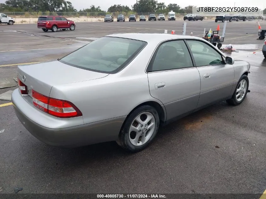 2000 Lexus Es 300 VIN: JT8BF28G2Y5087689 Lot: 40805730