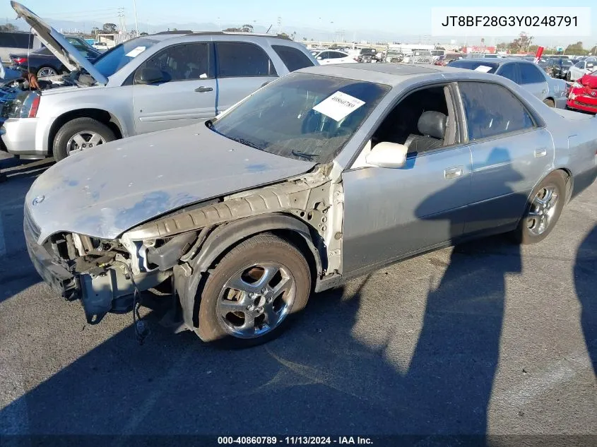 2000 Lexus Es 300 VIN: JT8BF28G3Y0248791 Lot: 40860789