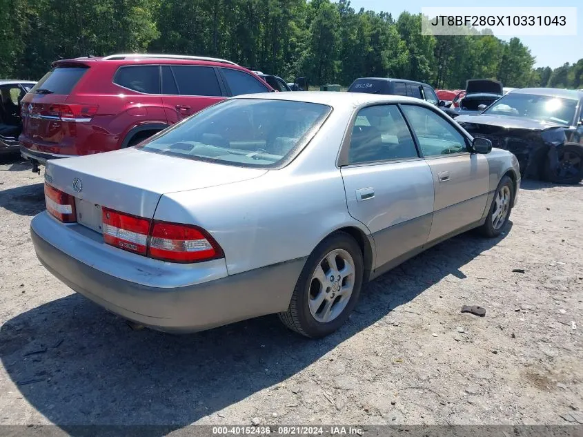 2001 Lexus Es 300 VIN: JT8BF28GX10331043 Lot: 40152436