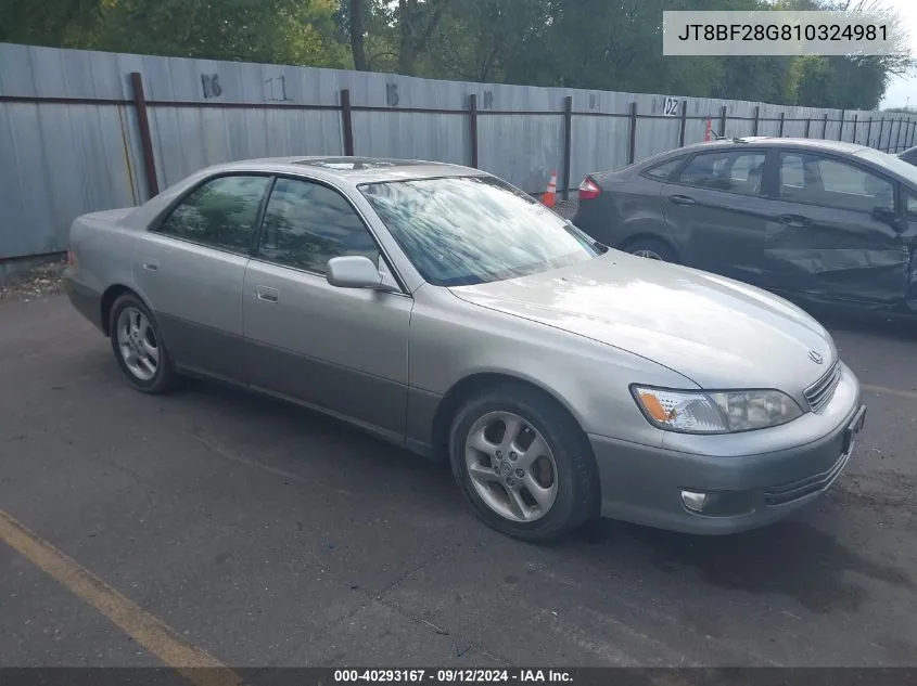 2001 Lexus Es 300 300 VIN: JT8BF28G810324981 Lot: 40293167