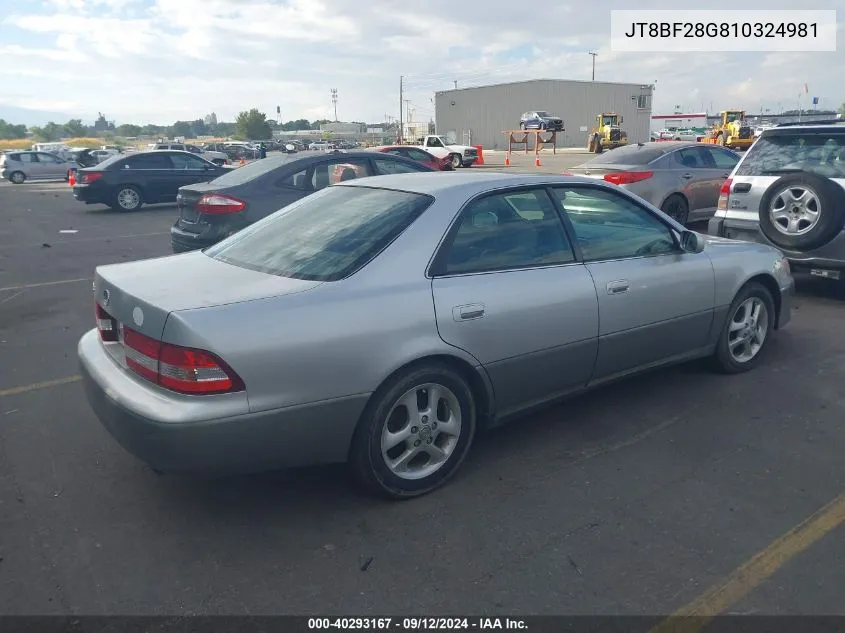 2001 Lexus Es 300 300 VIN: JT8BF28G810324981 Lot: 40293167