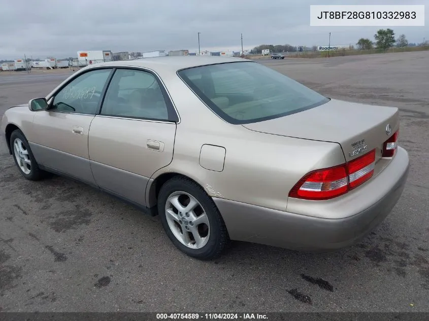 2001 Lexus Es 300 VIN: JT8BF28G810332983 Lot: 40754589