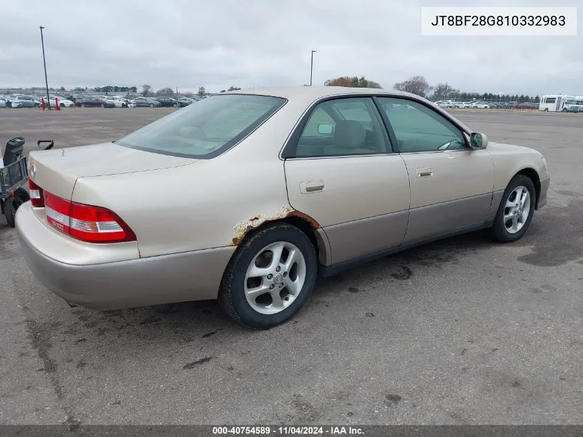 2001 Lexus Es 300 VIN: JT8BF28G810332983 Lot: 40754589