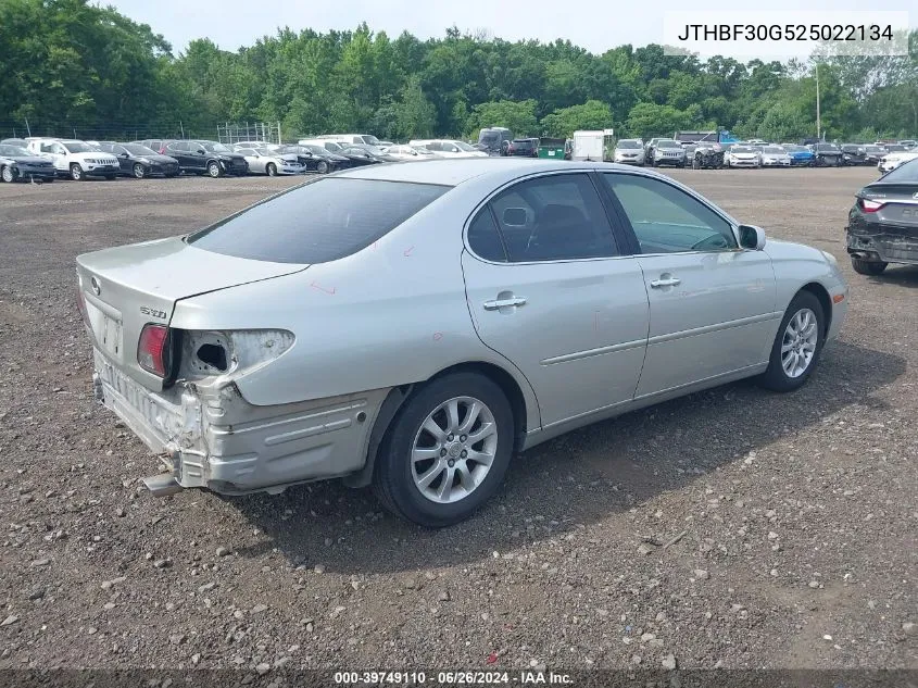 2002 Lexus Es 300 VIN: JTHBF30G525022134 Lot: 39749110