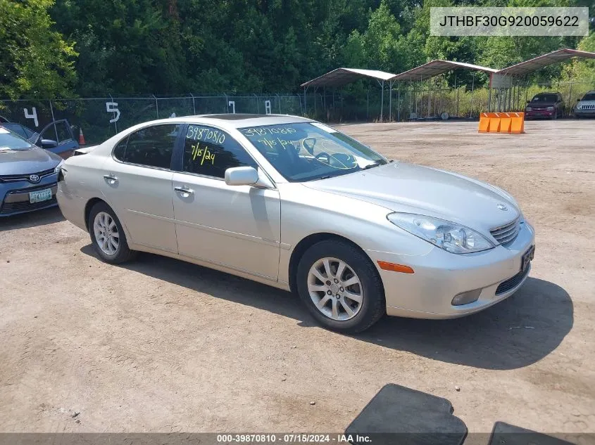 2002 Lexus Es 300 VIN: JTHBF30G920059622 Lot: 39870810