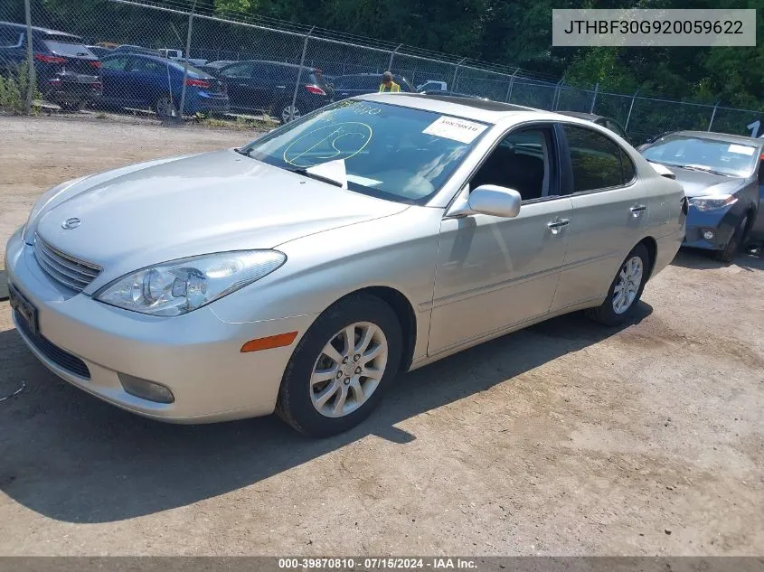 2002 Lexus Es 300 VIN: JTHBF30G920059622 Lot: 39870810