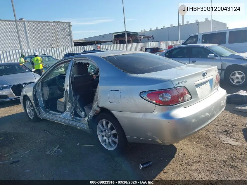 2002 Lexus Es 300 Base (A4) VIN: JTHBF30G120043124 Lot: 39921913