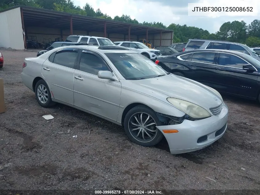 2002 Lexus Es 300 VIN: JTHBF30G125008652 Lot: 39985278