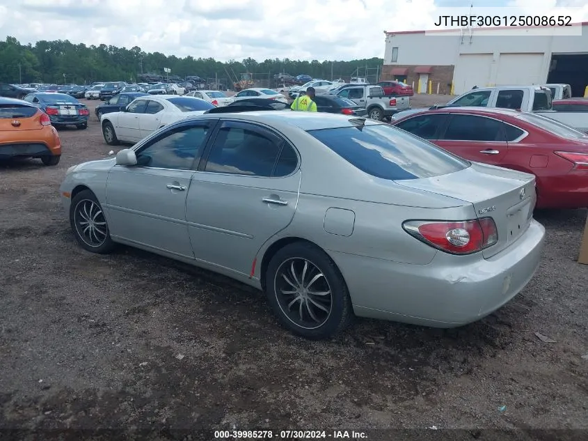 2002 Lexus Es 300 VIN: JTHBF30G125008652 Lot: 39985278