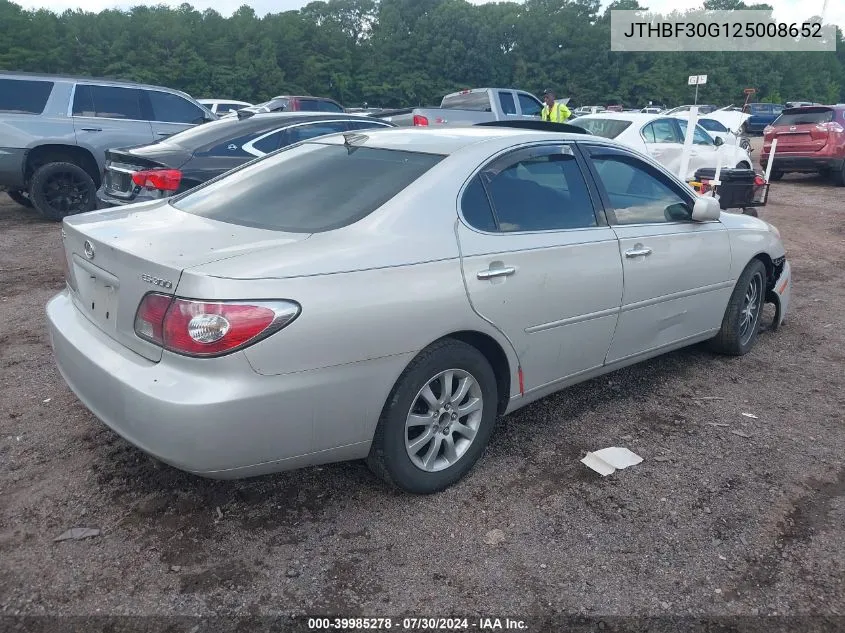 2002 Lexus Es 300 VIN: JTHBF30G125008652 Lot: 39985278