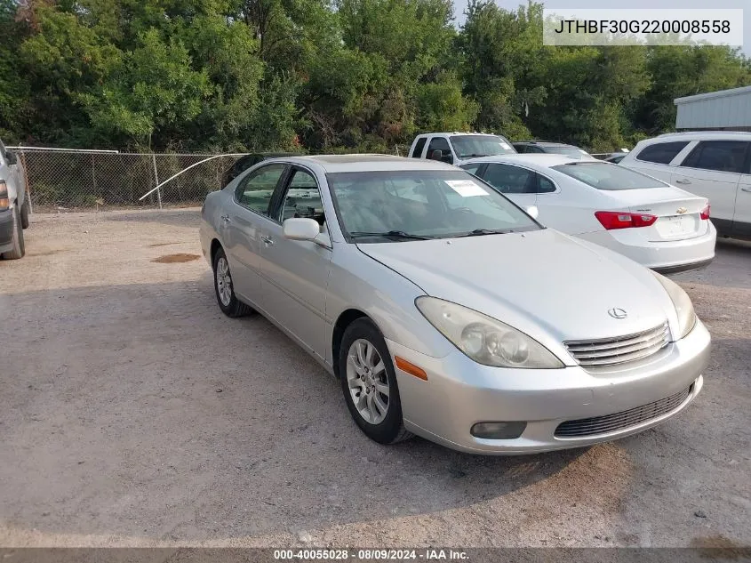 2002 Lexus Es 300 VIN: JTHBF30G220008558 Lot: 40055028