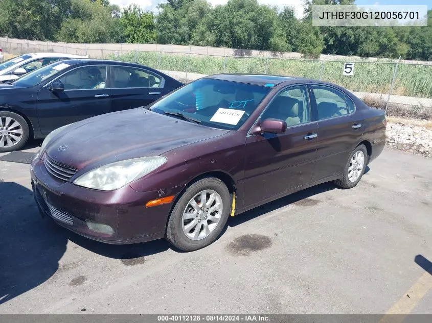 2002 Lexus Es 300 VIN: JTHBF30G120056701 Lot: 40112128