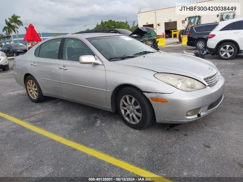 2002 Lexus Es 300 VIN: JTHBF30G420038449 Lot: 40130001