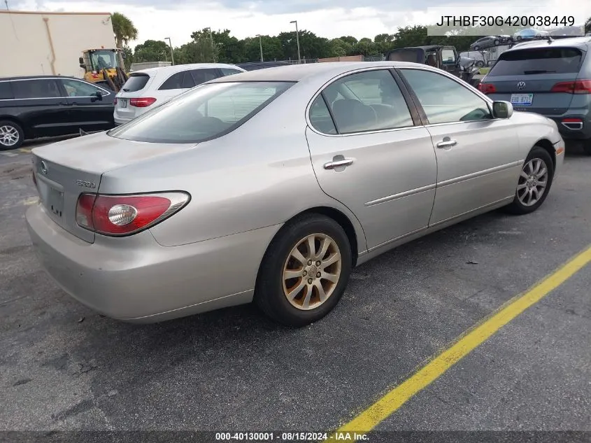 2002 Lexus Es 300 VIN: JTHBF30G420038449 Lot: 40130001