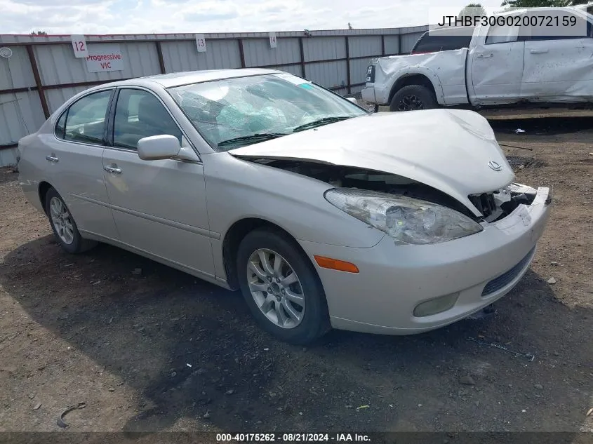 2002 Lexus Es 300 VIN: JTHBF30G020072159 Lot: 40175262