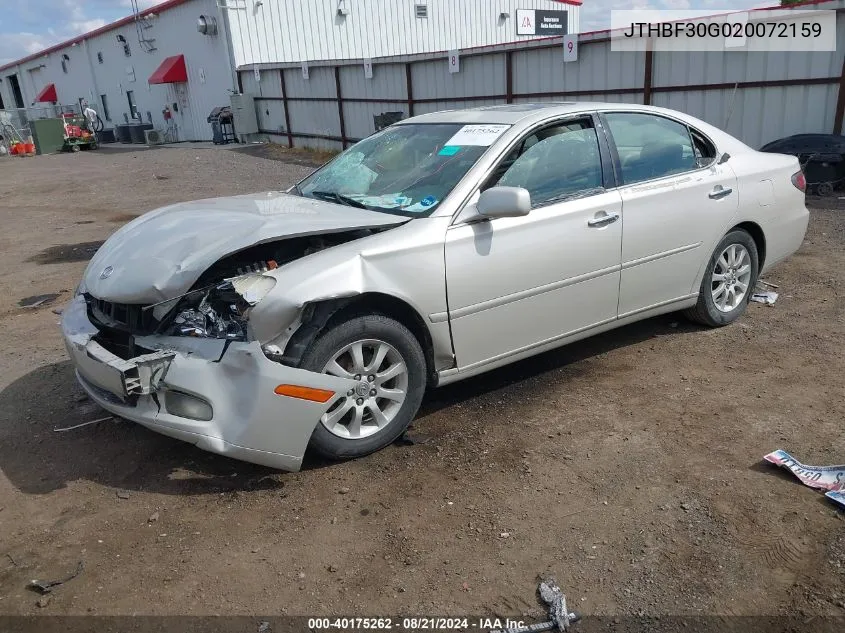 2002 Lexus Es 300 VIN: JTHBF30G020072159 Lot: 40175262