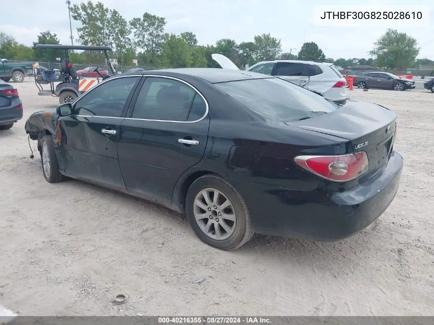 2002 Lexus Es 300 VIN: JTHBF30G825028610 Lot: 40216355