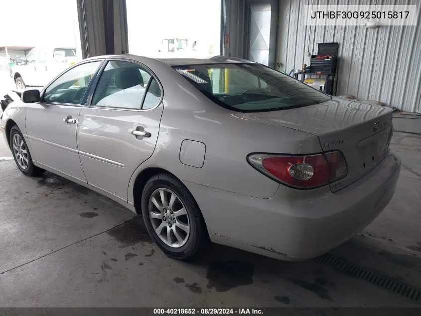 2002 Lexus Es 300 VIN: JTHBF30G925015817 Lot: 40218652