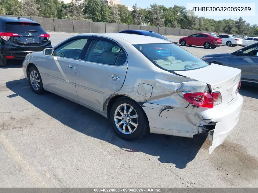 2002 Lexus Es 300 300 VIN: JTHBF30G320059289 Lot: 40224055