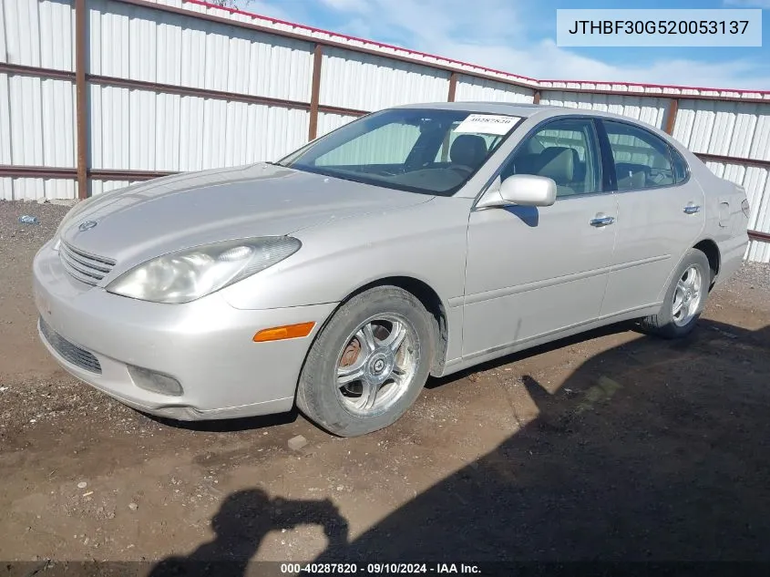 2002 Lexus Es 300 300 VIN: JTHBF30G520053137 Lot: 40287820