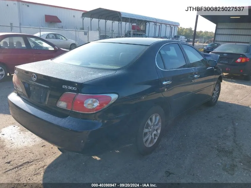 2002 Lexus Es 300 VIN: JTHBF30G825027537 Lot: 40398947