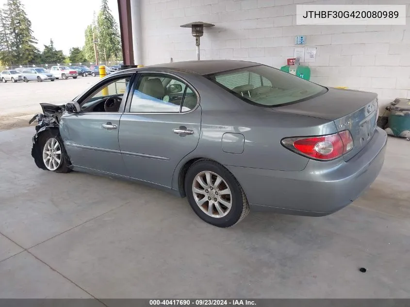 2002 Lexus Es 300 VIN: JTHBF30G420080989 Lot: 40417690