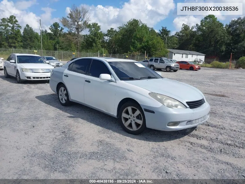 2002 Lexus Es 300 VIN: JTHBF30GX20038536 Lot: 40438195