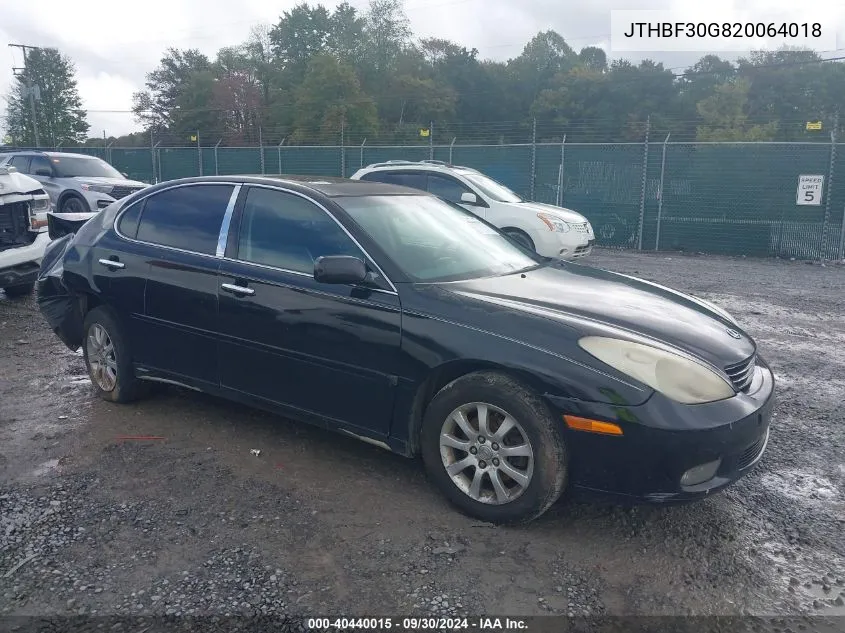 2002 Lexus Es 300 300 VIN: JTHBF30G820064018 Lot: 40440015