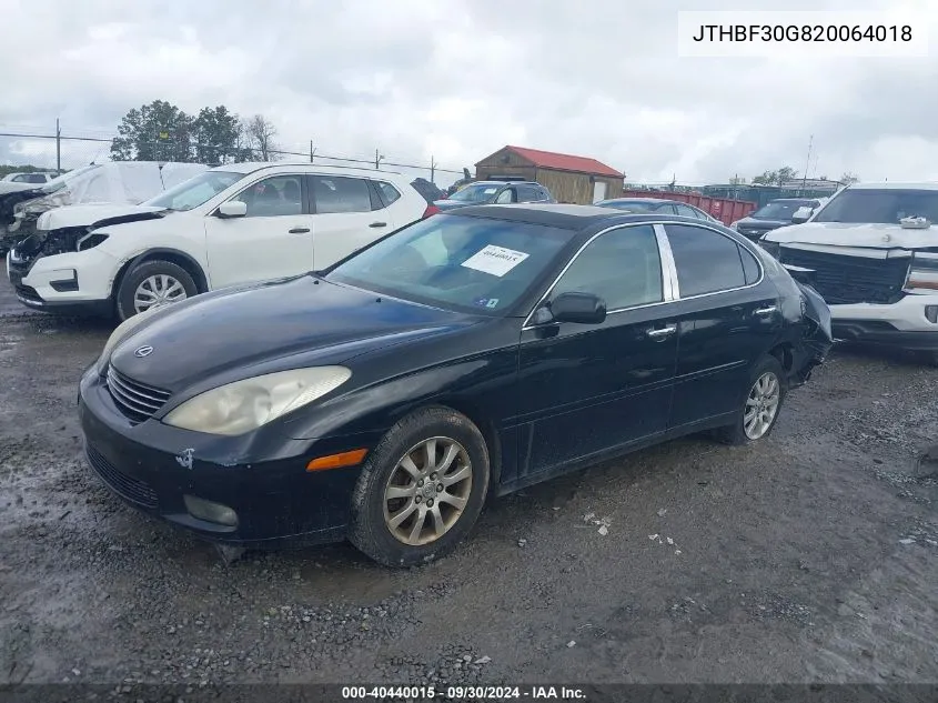 2002 Lexus Es 300 300 VIN: JTHBF30G820064018 Lot: 40440015