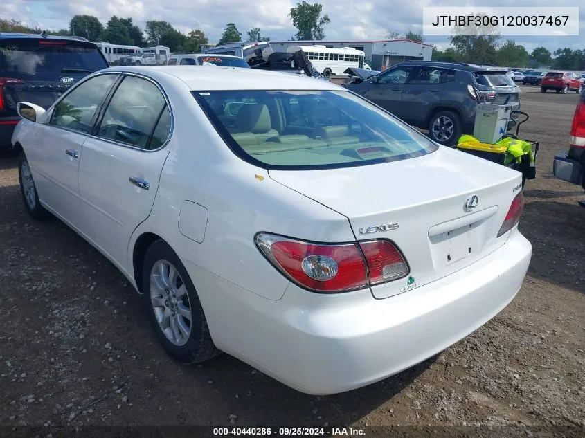 2002 Lexus Es 300 VIN: JTHBF30G120037467 Lot: 40440286