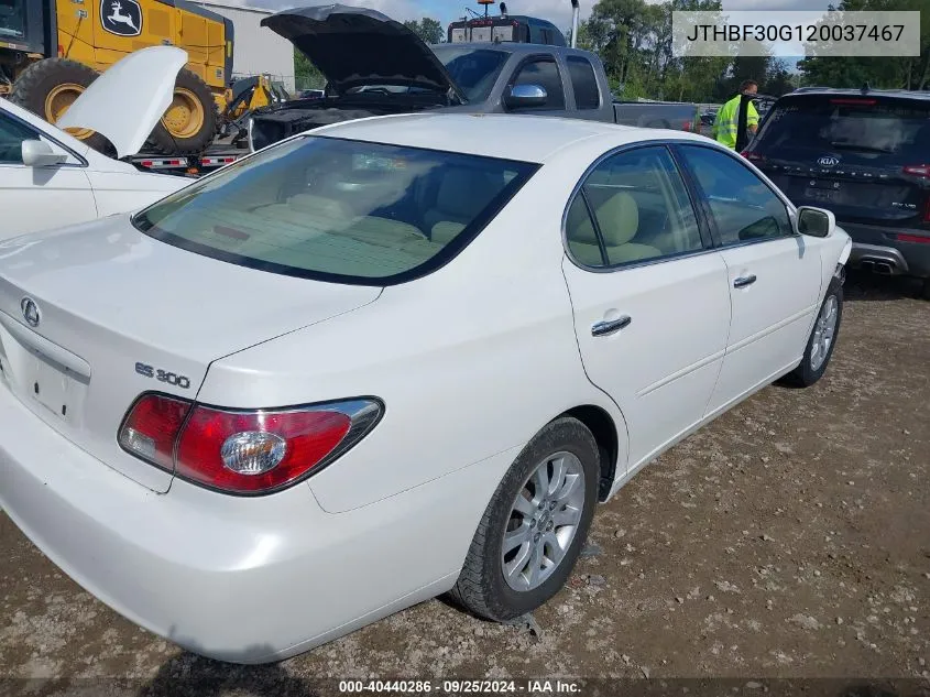 2002 Lexus Es 300 VIN: JTHBF30G120037467 Lot: 40440286