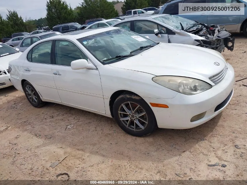 2002 Lexus Es 300 300 VIN: JTHBF30G925001206 Lot: 40465965