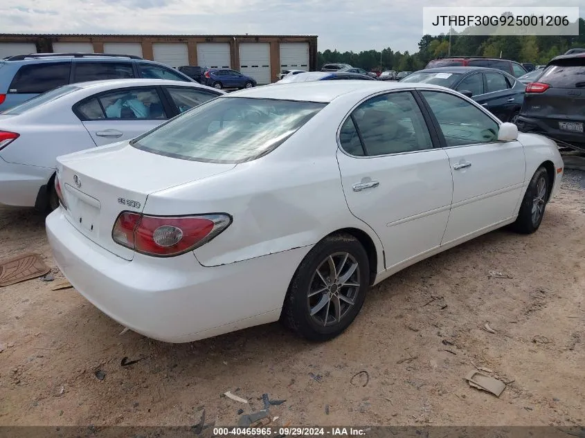 2002 Lexus Es 300 300 VIN: JTHBF30G925001206 Lot: 40465965