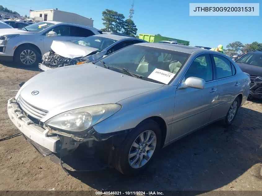 2002 Lexus Es 300 VIN: JTHBF30G920031531 Lot: 40546021